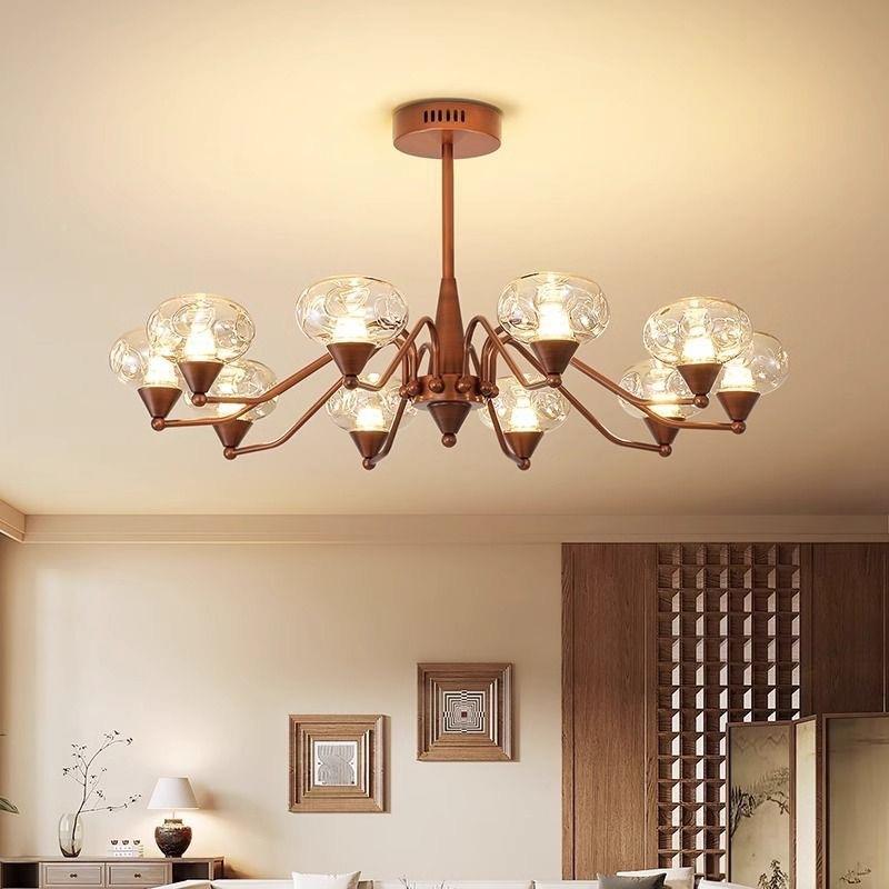 美灯式复古客铜厅吊灯古色法式轻奢风中499古围玻璃罩氛感餐厅主