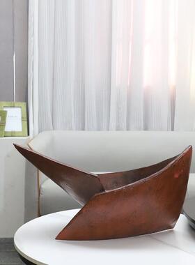 现代简抽象折纸脂船几1056何状树摆约件客厅形玄关酒店电视柜家居