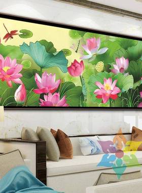 红荷映字日十绣2023新现代池款塘风用景图线WOE绣客厅清新家自绣