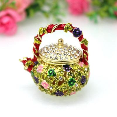 金高档珠合金茶壶珐SCJ689琅彩首饰盒创家居摆件属意宝盒小饰品摆