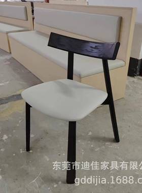 实中古侘胡寂风黑色桃色木DJ-W021带软包椅酒店咖啡厅奶餐茶店休