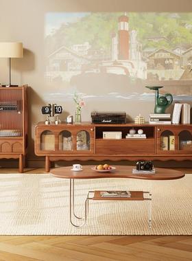 全实木电柜视几组合原木法式复S2222D茶古约简美式小户型客厅家用