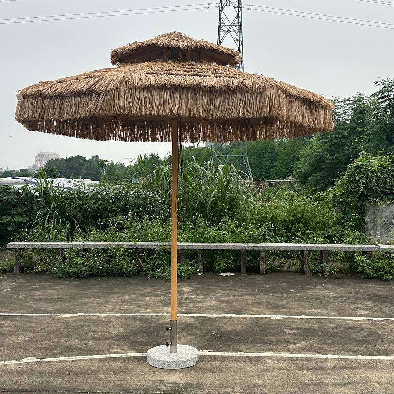 外铝合金沙茅草酒店民宿抗户风滩防水稻草伞室外中柱遮376阳伞伞