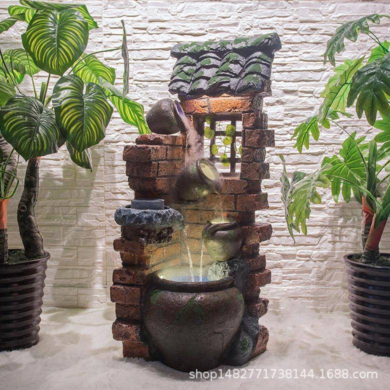 智瑞工艺品喷泉流水加湿器家居装饰品客厅办公室摆件创意水景摆设