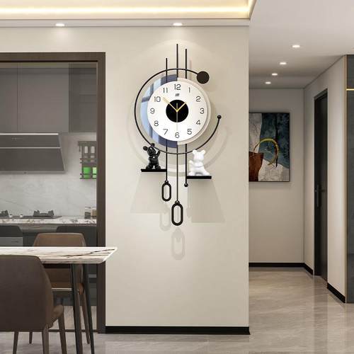 钟表客厅现代简约装饰挂钟高级感餐桌旁创意摆件挂墙时钟免打孔