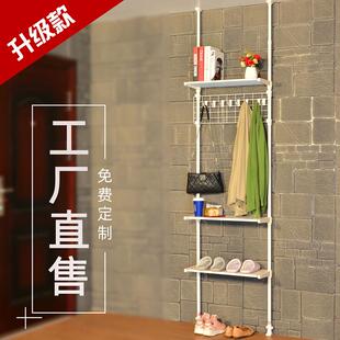 顶天立地式免打孔门厅衣帽架玄关置物架层架3层伸缩挂衣架扣板