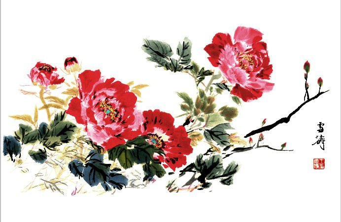 《牡丹》 王雪涛 名人字画 国画 76cm*50cm 包邮