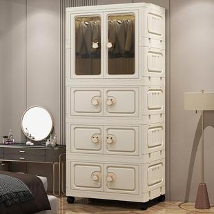 免组装双开门置落地多层物架家用多功能收纳柜靠墙储物橱柜可折叠