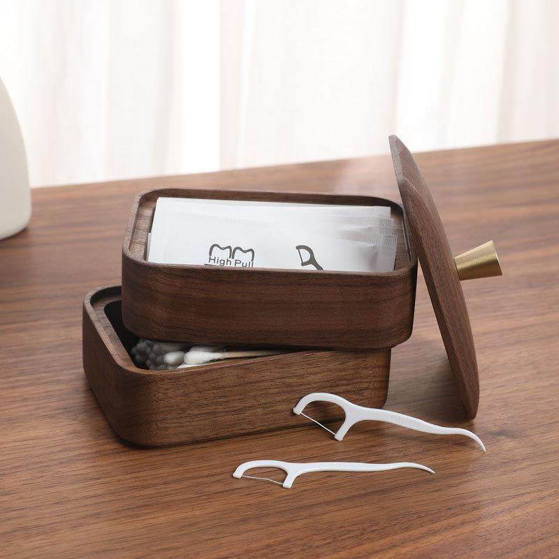 黑胡桃木牙线收纳盒实木质北欧高档家用桌面牙签筒棉签盒创意轻奢,农用物资,其他肥料,淘宝优惠券,粉丝福利购,淘宝优惠卷