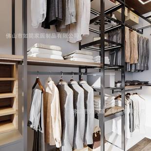 如简家居订制铝木柜开放式衣帽间全玻璃通透柜意式极简窄边玻璃柜