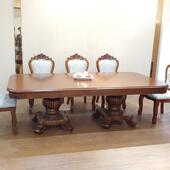 欧墅式 餐厅长桌餐可折叠伸缩餐桌别实酒店木CT001餐桌椅组合8