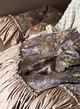 被法式复缎古100支全棉贡床提花四件套高002151端套床单纯棉花边