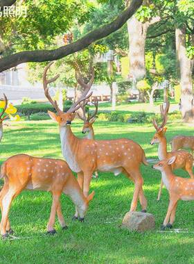 仿真花鹿玻璃造梅型灯外户防水动物灯公DzN-MHL园广场发光景观钢