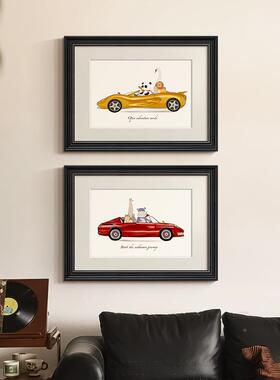 卡式通动物艺术法式复古汽车主现题al202412代美古风儿童房卧中室