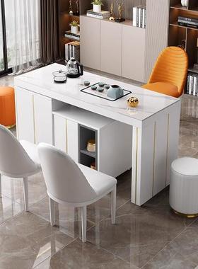 茶0茶桌家用小茶台现代简约可旋转移动车款22旋转岩板5新办公室茶桌椅组w&