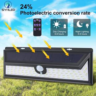 三面太阳能庭院灯118SYH-013LDE灯遥控壁警充报户外防盗免电