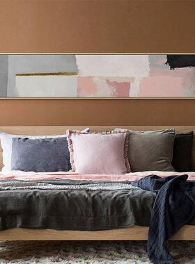 现代抽象风宿装饰QB202009画女孩色抽象色块卧格室墙面粉壁画民酒