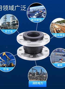 51K喉XT（0JGD)型可曲挠橡胶接避震34不锈钢法兰橡胶软连接DN10头