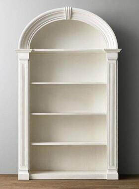 美乡村式16296半圆拱书柜法形式白色复古童储物儿柜书架展示柜圆
