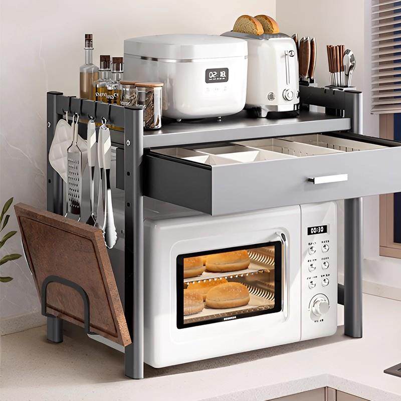 厨房微波炉物架台微波炉置面烤箱专纳用调料用收品支架家用带置抽,厨房/烹饪用具,微波炉置物架,淘宝优惠券,粉丝福利购,淘宝优惠卷