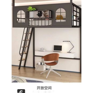 多功能铁艺高架床单上层公寓复式阁楼床儿童高低床小户型楼阁床
