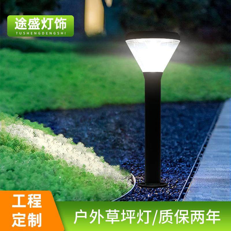 太阳能草坪灯圆形铝材户外防水庭院灯超亮庭院别墅草地灯草坪灯