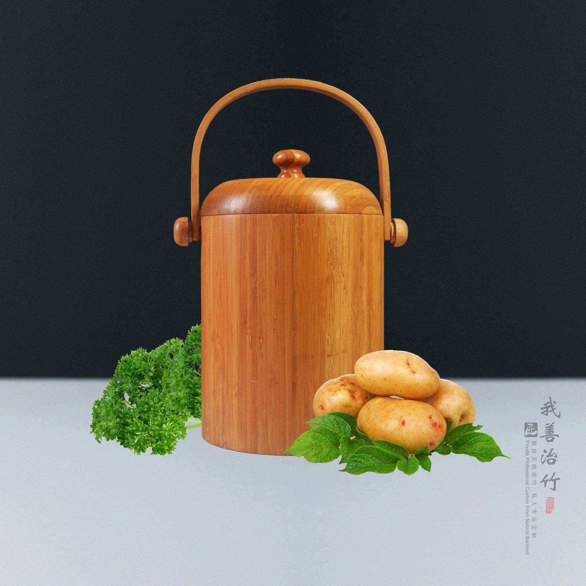 竹子竹制收纳桶竹质外贸欧式垃圾桶