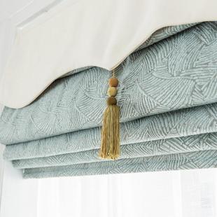 u出罗马帘免打孔北欧简约现代遮光卷帘百叶帘棉麻升降窗帘成品现