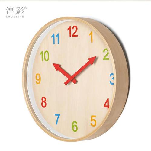 早教学习静音挂钟客厅家用卧室钟表儿童房2021新款挂墙免打孔时钟