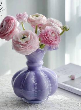 芬顿南瓜N2H28801珠瓶六角手工花瓶瓜水培装插花玻璃饰品摆纹件