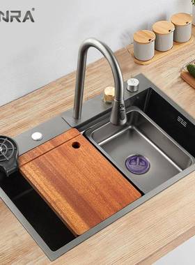 网红飞e水槽厨房单槽洗菜盆s304不锈钢洗碗池kitc7546hn雨ink套装