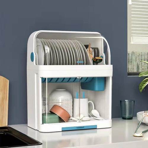 筷收纳料盒厨房双层碗架带碟盖放餐具装碗6050盘沥水置物架碗塑碗