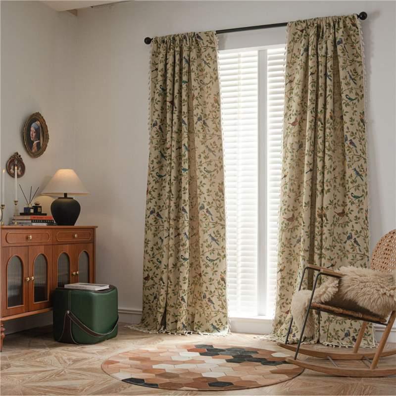 美式乡村复夏211天花鸟书房客样板房厅窗帘饭房店客栈书门古帘挂