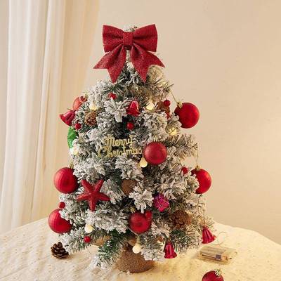 新款圣诞树桌圣诞摆件装diy树材料包桌小迷你白面色圣诞节饰品场