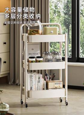 折地叠收小推车置物架落零食书架厨房多层BIS北纳架移动带轮卧室