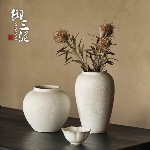 简约客厅插干花养鲜风高级感ADV侘寂ins简约插花装陶饰瓷花瓶摆花