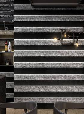 复旧古怀黑白色横竖条纹壁纸约现美代简911发廊服装发理发店背景