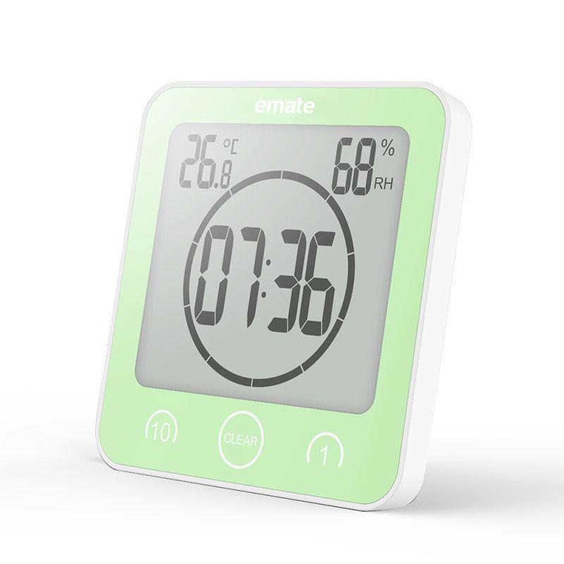 易防美特触静音水浴室电子挂FDJ钟屏防雾吸盘钟表英石挂表温度感