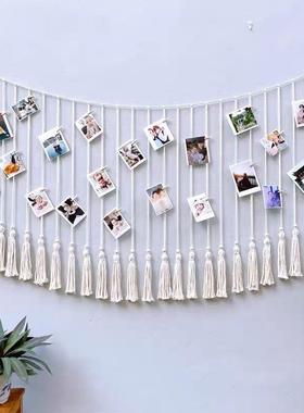 北欧手风工照照片SAQ墙挂毯壁饰绳客棉厅相片ins创意diy彩色片
