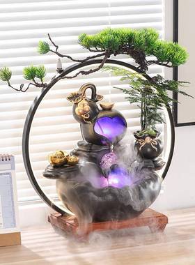 福双饰收创意摆招财流水件EXF循环水转运球办公室装财品公司开业