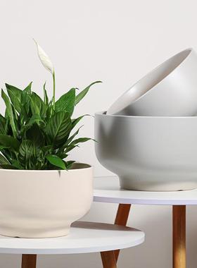 厂家直销花特大陶瓷花盆件套XHZ创意简约盆两大口号径蝴蝶兰绿植