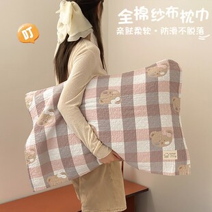 枕巾100全棉一对防头油儿童棉纱枕头巾四季通R用2025新款纯棉