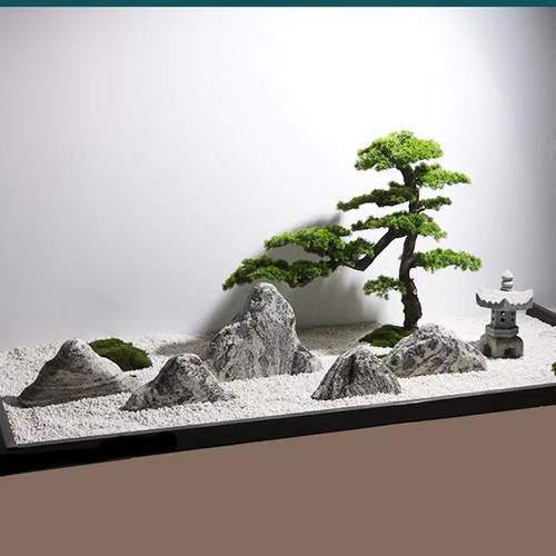 雪浪石片切庭组合室内枯山水造景观石天然泰山石中式2院室景外假