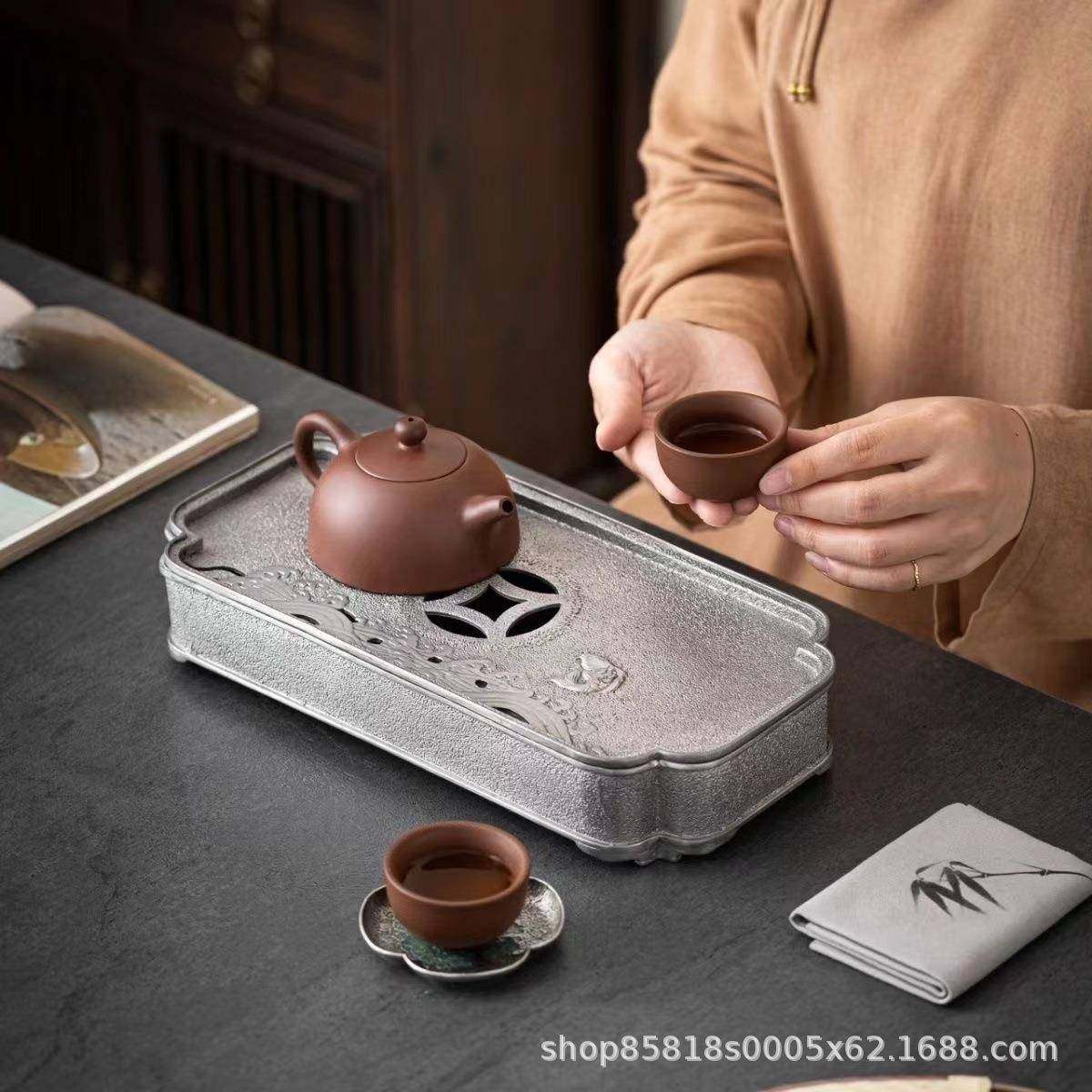 中承式大长方形古hl001锡壶号家公用储水干泡盘办室干泡台茶台茶