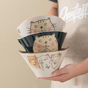 双面碗面拉面具吃面碗下耳碗8彩日WTW式 斗笠碗面寸釉餐家用面条大