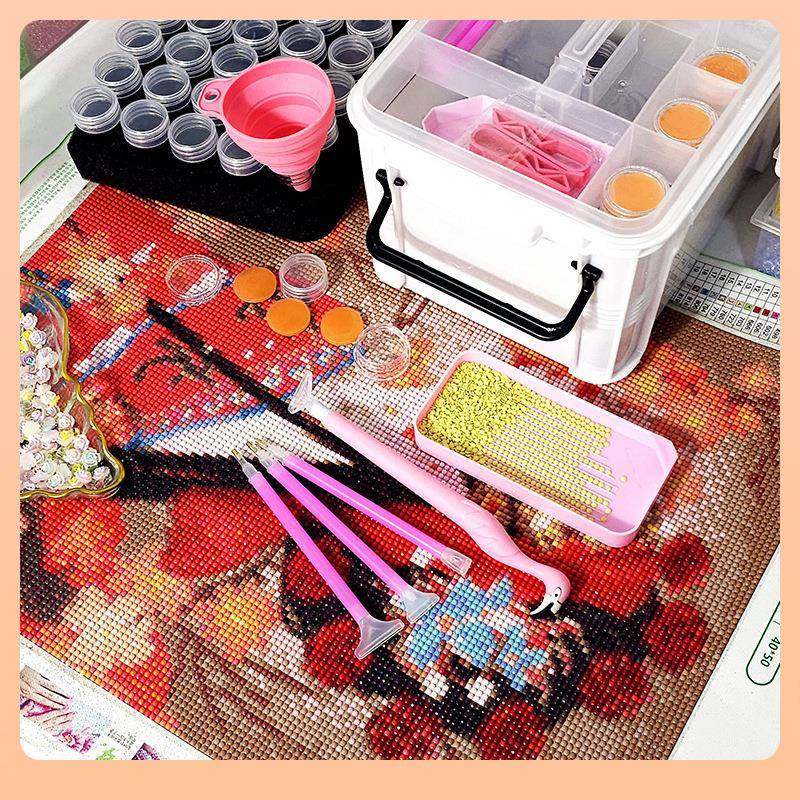 钻石画斗工具手提箱8分装钻石瓶弯头点钻笔圆形胶F$ph($p$漏泥点4