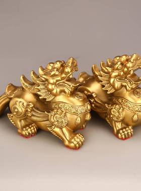 纯铜纳财貔黄財FCJ貅摆件招进宝四方纳财客厅店办公桌装饰铺