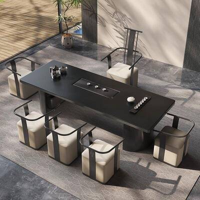 奢岩板茶桌轻现代简约家用公接待一合体茶办桌椅PDL组阳台客厅泡