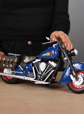 印第安摩托车模型手工美金车属机工礼业风492式酒吧客厅装饰摆件