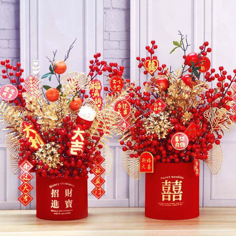 结婚摆件摆件家用旺宅新饰发居客厅装仿真花财果福件桶插厂家直供,节庆用品/礼品,陪嫁用品套装,淘宝优惠券,粉丝福利购,淘宝优惠卷